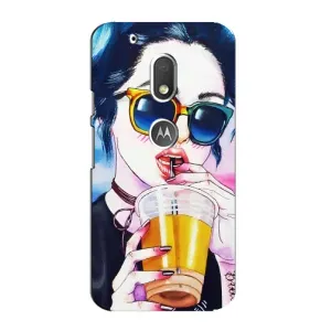 Чехол с картинкой Модные Девчонки Motorola MOTO G4 Play (Девушка с коктейлем)