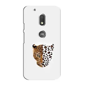 Чехол с леопардовым принтом на Motorola MOTO G4 Play (Леопард на белом)