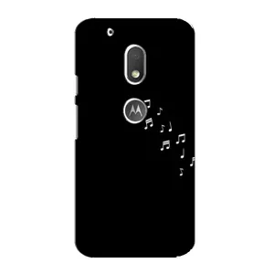 Чехол с картинками на черном фоне для Motorola MOTO G4 Play (Ноты)