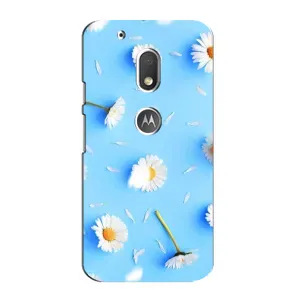 Чехол с Цветами для Motorola MOTO G4 Play (ромашки на голубом)