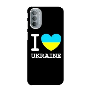 Чехол с Украинской символикой на Моторола Мото джи 41 (I Love Ukraine)