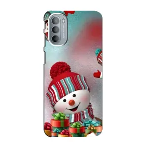 Чехлы на Новый Год Motorola MOTO G41 (Снеговик в шапке)