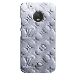Текстурный Чехол Louis Vuitton для Мото Джи 5 Плюс (Белый ЛВ)