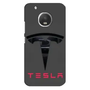 Силиконовый бампер с картинкой машины на Motorola MOTO G5 Plus (Logo TESLA)