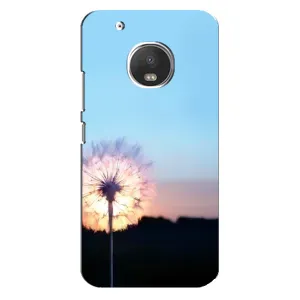 Силиконовый Чехол с одуванчиками на Motorola MOTO G5 Plus (Закат с одуванчиком)