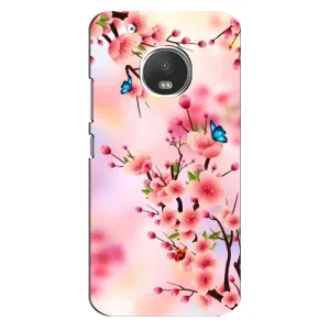 Чехол с принтом САКУРЫ на Motorola MOTO G5 (Бабочки на сакуре)