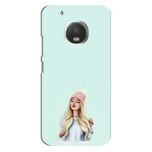 Силиконовый Чехол на Motorola MOTO G5 с картинкой Стильных Девушек (В шапке)