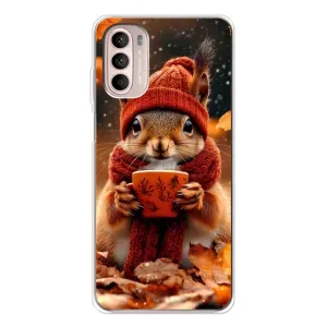 Печатный чехол «Зверята с кофе» для Motorola MOTO G52 (Белка с кофе)