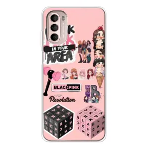 Чехлы с картинкой для Motorola MOTO G52 (BLACK PINK коллаж)