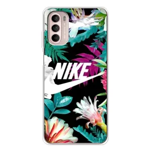 Силиконовый Чехол на Motorola MOTO G52 с картинкой Nike (Цветочный Nike)