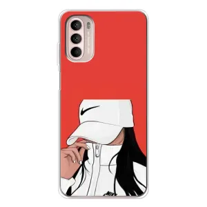 Силиконовый Чехол на Motorola MOTO G52 с картинкой Стильных Девушек (Девушка Nike)