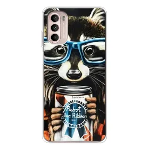 Силиконовый Чехол с Енотами на Motorola MOTO G52 (Енот в очках)