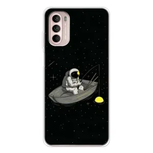 Силиконовый Чехол с принтом "Космонавты" на Motorola MOTO G52 (Космонавт на рыбалке)