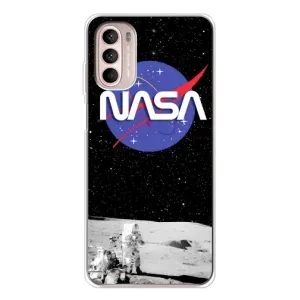 Силиконовый бампер с принтом "Наса" на Motorola MOTO G52 (Nasa на луне)