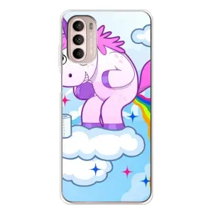 Чехол Unicorn на Motorola MOTO G52 (Радуга единорожка)