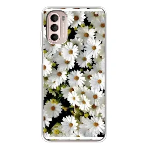 Чехол с ромашками на Motorola MOTO G52 (Рамка в ромашках)