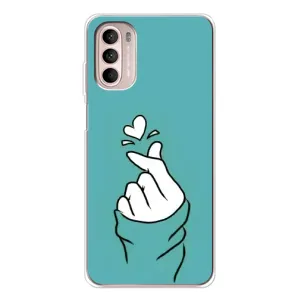 Чехлы (Знак сердечка) на Motorola MOTO G52 (Сердечко на бирюзовом)