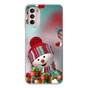 Чехлы на Новый Год Motorola MOTO G52 (Снеговик в шапке)