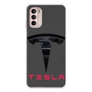 Силиконовый бампер с картинкой машины на Motorola MOTO G52 (Logo TESLA)