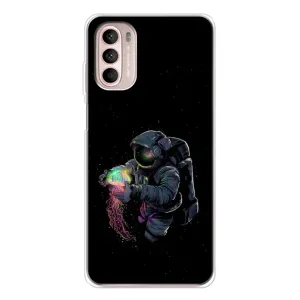 Силиконовый Чехол с принтом "Космонавты" на Motorola MOTO G52 (В руках земля)