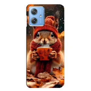 Печатный чехол «Зверята с кофе» для Motorola MOTO G54 / G54 Power (Белка с кофе)