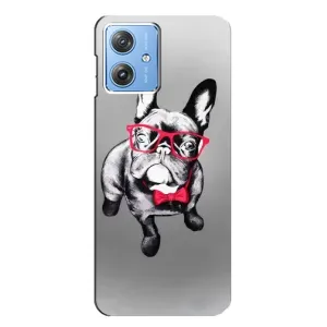 Чехол (ТПУ) Милые собачки для Motorola MOTO G54 / G54 Power (Бульдог в очках)