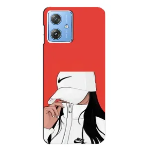 Силиконовый Чехол на Motorola MOTO G54 / G54 Power с картинкой Стильных Девушек (Девушка Nike)
