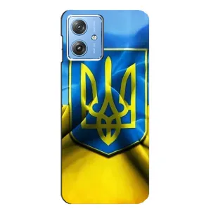 Чехол с картинкой (Патриотический ГЕРБ) на Motorola MOTO G54 / G54 Power (Герб и Флаг Украины)