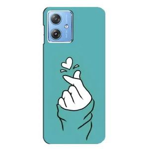 Чехлы (Знак сердечка) на Motorola MOTO G54 / G54 Power (Сердечко на бирюзовом)