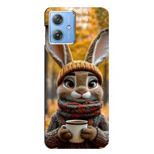 Печатный чехол «Зверята с кофе» для Motorola MOTO G54 / G54 Power (Зайчик с кофе)