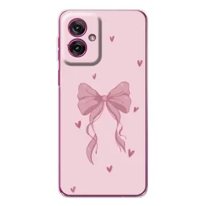 Чехол банты для Motorola Moto G55 (Бант на розовом)