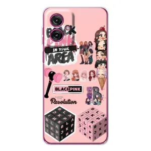 Чехлы с картинкой для Motorola Moto G55 (BLACK PINK коллаж)