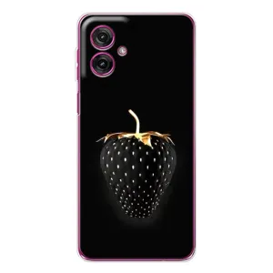 Чехол с изображением вкусной еды для Motorola Moto G55 (Чёрная клубника)