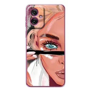 Силиконовый Чехол на Motorola Moto G55 с картинкой Стильных Девушек (Девушка и ресницы)
