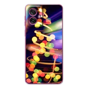 Чехол Новогодняя Елка на Motorola Moto G55 (Гирлянды)