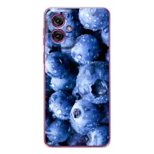 Чехол с изображением вкусной еды для Motorola Moto G55 (Голубика)