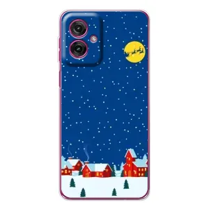 Силиконовый бампер на рождество для Motorola Moto G55 (Город в снегу)
