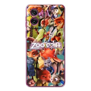 Силиконовый чехол с принтом Зоотрополіс для Motorola Moto G55 (Коллаж героев)