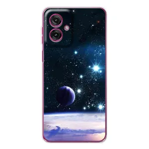 Чехол (ТПУ) с планетами на Motorola Moto G55 (Космический вид)