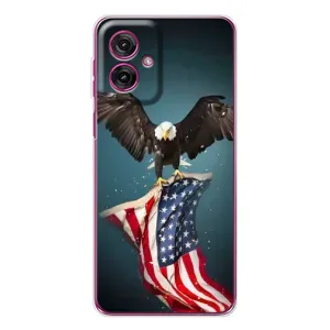Чехол Флаг USA для Motorola Moto G55 (Орел и флаг)