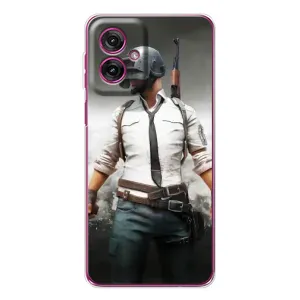 Силиконовый чехол с картинкой "Герой Pubg" на Motorola Moto G55 (Пабг)