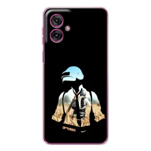 Силиконовый чехол с картинкой "Герой Pubg" на Motorola Moto G55 (Пубг мен)