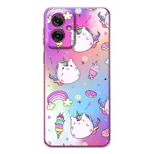 Чехол Unicorn на Motorola Moto G55 (Радуга и Единорог)