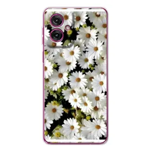 Чехол с ромашками на Motorola Moto G55 (Рамка в ромашках)