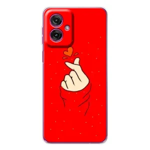 Чехлы (Знак сердечка) на Motorola Moto G55 (Сердце на красном)