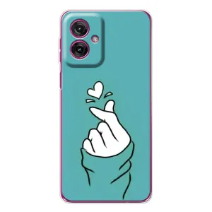 Чехлы (Знак сердечка) на Motorola Moto G55 (Сердечко на бирюзовом)