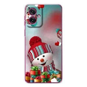 Чехлы на Новый Год Motorola Moto G55 (Снеговик в шапке)