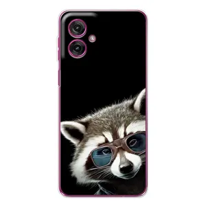 Силиконовый Чехол с Енотами на Motorola Moto G55 (Стильный Енот)