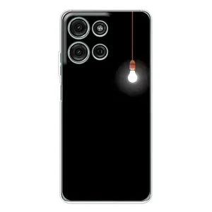 Чехол с картинками на черном фоне для Motorola MOTO G56 (Лампочка)