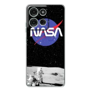 Силиконовый бампер с принтом "Наса" на Motorola MOTO G56 (Nasa на луне)